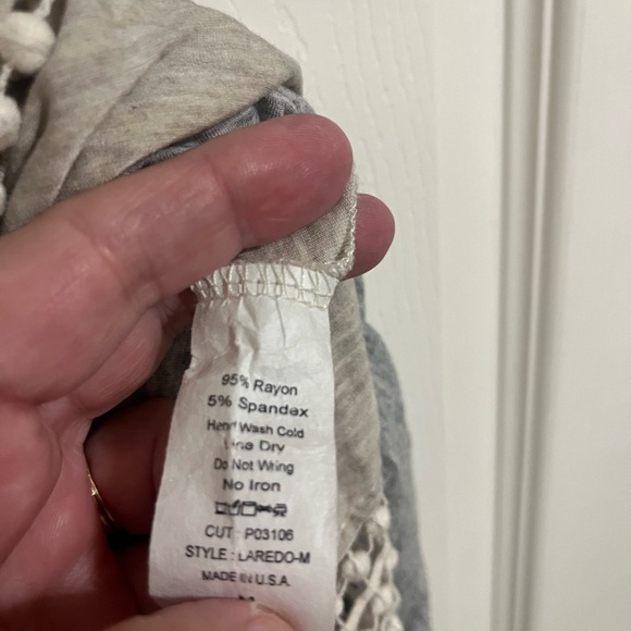 Ladies Beige Tunic with Gray Ruffle on bottom - Picture 3 of 3